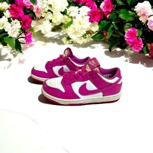 Girls Nike Dunk (Pink & White) Fushia Leather Shoes